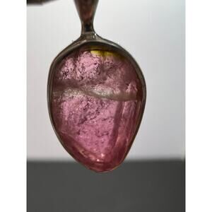 NEW Pink tri color tourmaline sterling silver pendant 1.34 grams